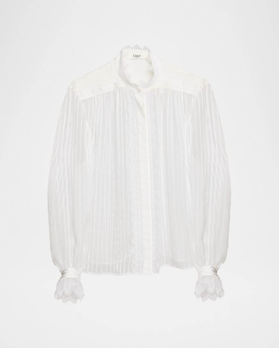 Tonal Striped Silk Blouse